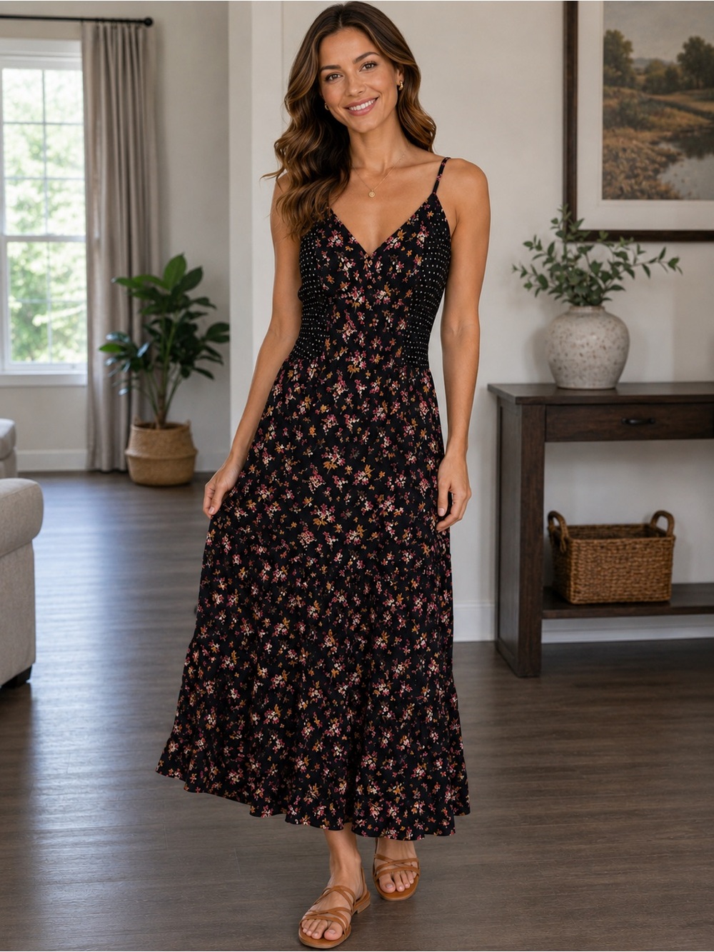 Angie Floral Boho Maxi Dress | Size Small | EUC 🌸